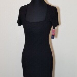 Haley & June Black Womens M Short Sleeve Maxi Dress Ribbed Casual Layering NWT